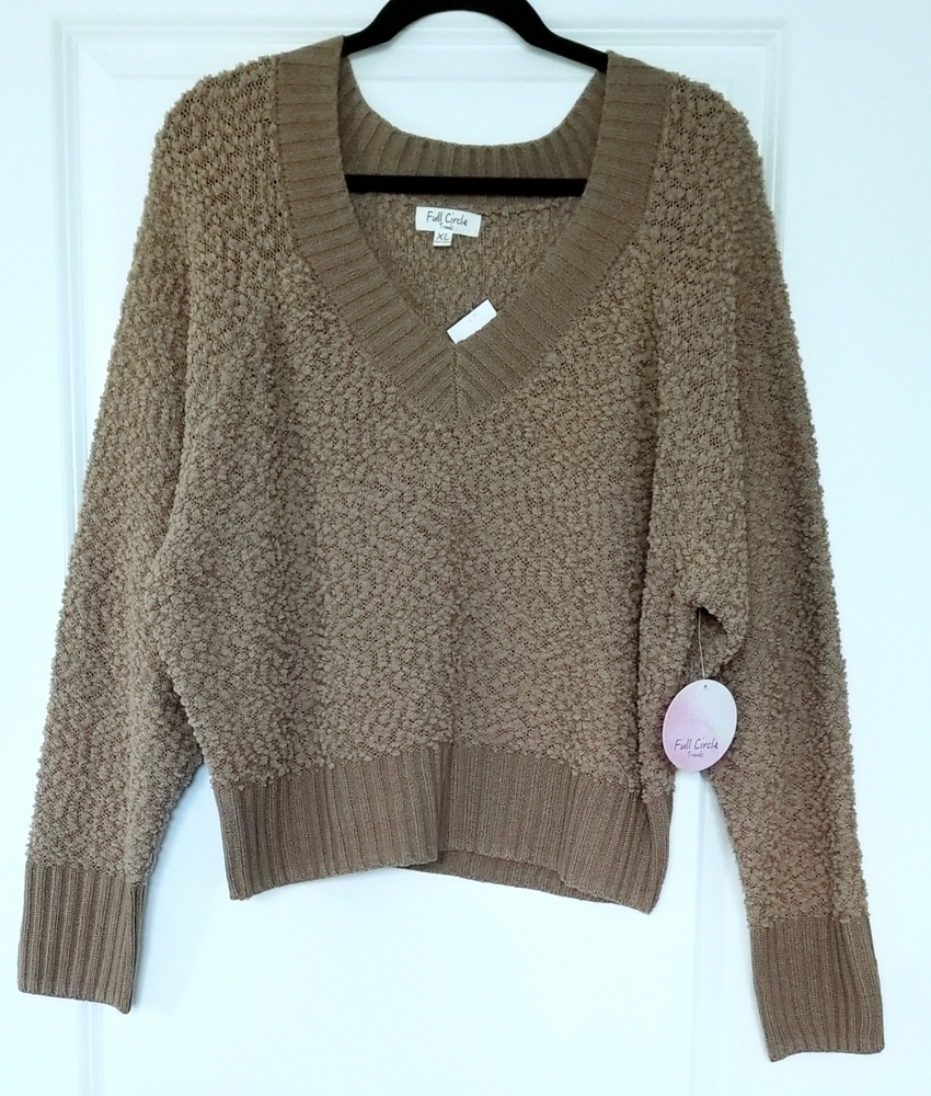 Oatmeal Brown Beige Soft Cozy Snuggle pullover popcorn knit Sweater size XL